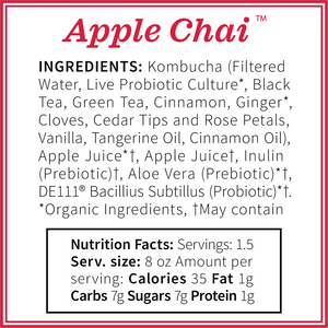 Kombucha Apple Chai Kombucha Seattle Kombucha Company Local Product Ingredients Image - FREE SHIPPING