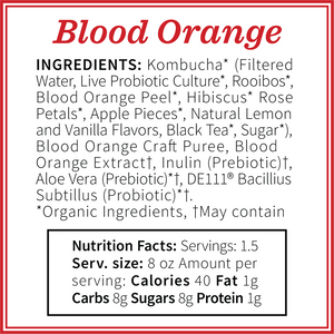 Kombucha Blood Orange Kombucha Seattle Kombucha Company Local Product Ingredients Image - FREE SHIPPING