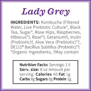Kombucha Lady Grey Lady Gray Kombucha Seattle Kombucha Company Local Product Ingredients Image - FREE SHIPPING