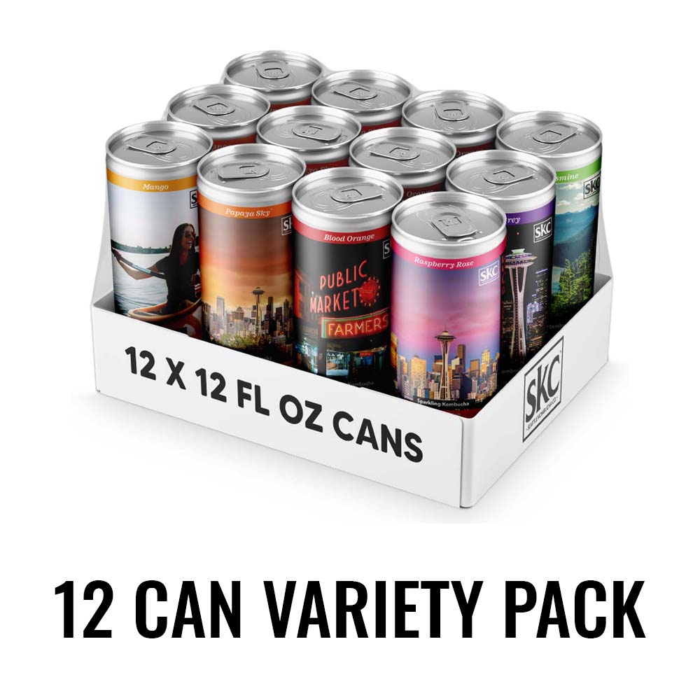 Kombucha 12 Can Variety Pack Seattle Kombucha Company Local Product Image - FREE SHIPPING - $3.99/can delivered