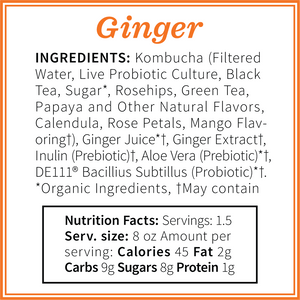 Kombucha Ginger Kombucha Seattle Kombucha Company Local Product Ingredients Image - FREE SHIPPING