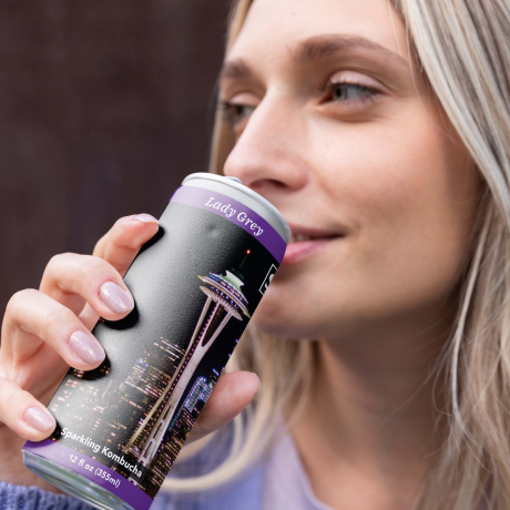 Lady Grey Seattle Kombucha Company 12oz sleek can of local Seattle kombucha